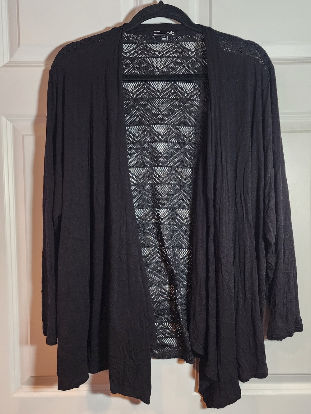 RXB Black Open-Front Lace-Back Cardigan